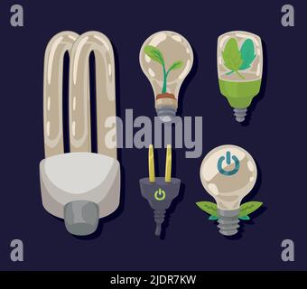 five clean energy icons Stock Vector