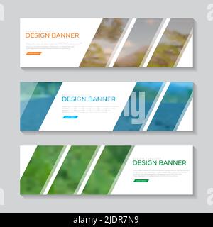 Set of horizontal business banner templates. Modern technology design. Vector illustration Stock Vector