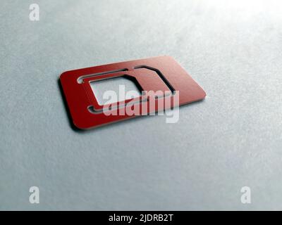 SIM Card, phone and slot on the white background, copy space, top view. Stock Photo