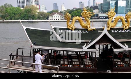 Peninsula Hotel Bangkok Shuttle Boat on the Chao Phraya River Bangkok Thailand Stock Photo