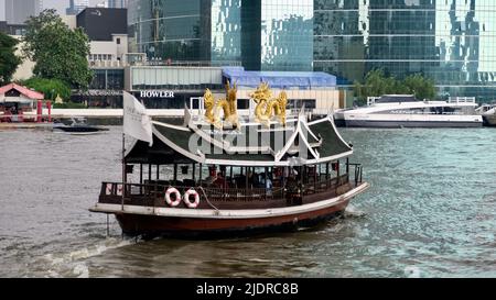 Peninsula Hotel Bangkok Shuttle Boat on the Chao Phraya River Bangkok Thailand Stock Photo