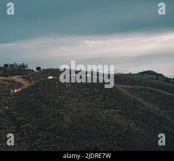 Teletubbies Hill in Mount, Wonosobo, Indonesia Stock Photo