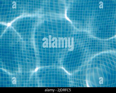 Abstract view of bottom caustics of swimming pool with ripple... Stock Photo