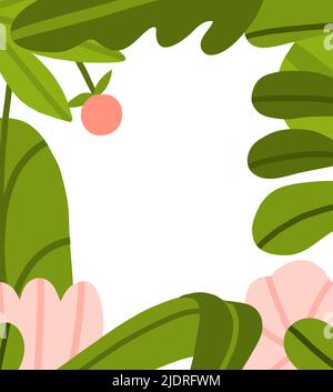 Hand drawn abstract graphic clipart illustration vector background border frame of composition with abstract boho garden nature shape,blossom flowers Stock Vector