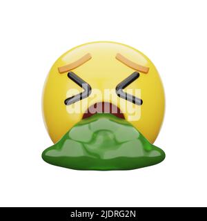 3d emoji Face Vomiting Stock Photo