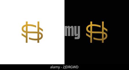 Modern and elegant SH initials logo design Stock Vector