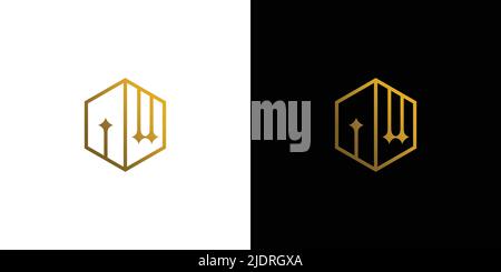 Modern and strong AW letter initials logo design 2 Stock Vector