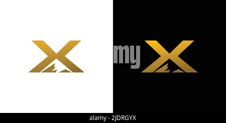Modern and elegant letter X initials mountain logo design Stock Vector