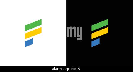 Simple and colorful initial letter F logo design Stock Vector