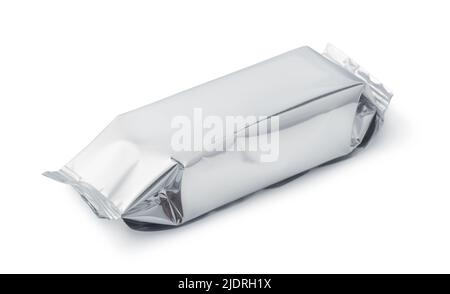 Aluminum food foil package isolated on white Stock Photo