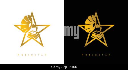 Modern and elegant music star logo design Stock Vector