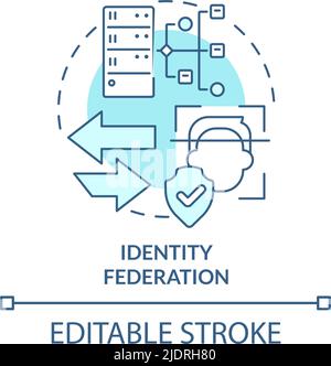 Identity federation turquoise concept icon Stock Vector