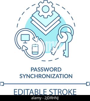 Password synchronization turquoise concept icon Stock Vector