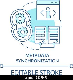 Metadata synchronization turquoise concept icon Stock Vector