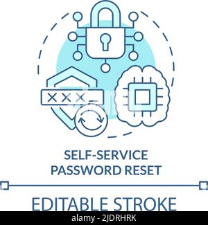 Self-service password reset turquoise concept icon Stock Vector