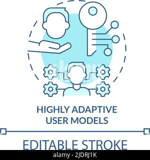 Highly adaptive user models turquoise concept icon Stock Vector