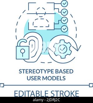 Stereotype based user models turquoise concept icon Stock Vector