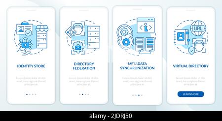 Directory services blue onboarding mobile app screen Stock Vector