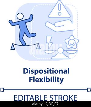 Dispositional flexibility light blue concept icon Stock Vector