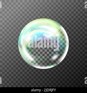 Reaistic colored balls.Vector texture.Set of transparent soap bubbles on checkered background. Stock Vector