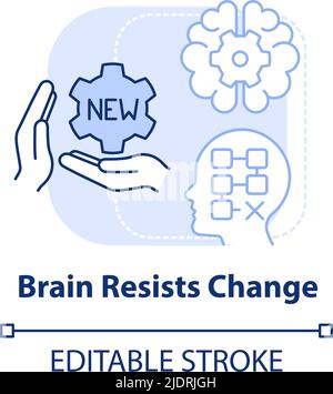 Brain resists change light blue concept icon Stock Vector