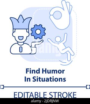 Find humor in situations light blue concept icon Stock Vector