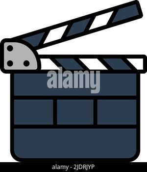 Clapperboard Icon. Editable Bold Outline With Color Fill Design. Vector Illustration. Stock Vector