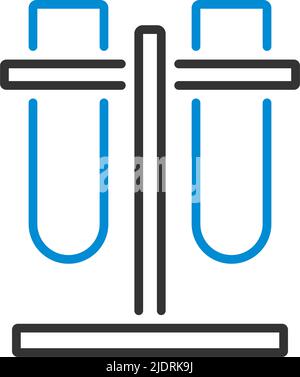 Lab Flasks Attached To Stand Icon. Editable Bold Outline With Color Fill Design. Vector Illustration. Stock Vector