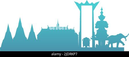 Bangkok Thailand attraction landmarks illustration Stock Vector