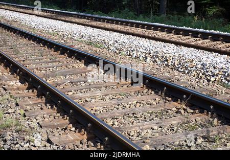 Train track/ railroad - side view Stock Photo