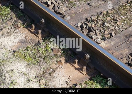 Train track/ railroad - side view Stock Photo