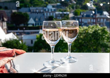 Two glasses with dry rose d'anjou wine from Loire valley, France Stock Photo