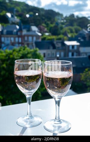 Two glasses with dry rose d'anjou wine from Loire valley, France Stock Photo