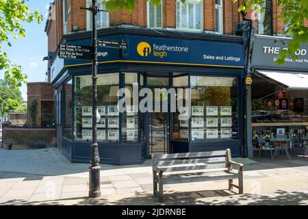 London- May 2022: Featherstone Leigh estate agent in Kew Gardens, Richmond south west London Stock Photo