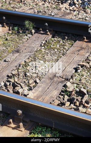 Train track/ railroad - side view Stock Photo