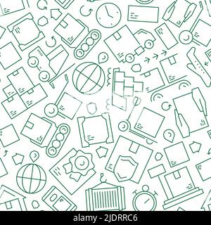 Warehouse pattern. Storage logistic packages transportation and shipping pictures garish vector seamless background Stock Vector