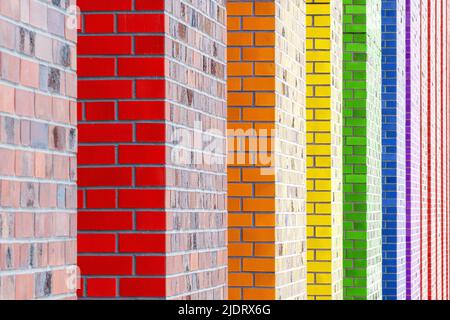 Colorful brick wall with a lot of depth of field Stock Photo