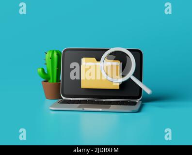 Simple search folder in explorer 3d render illustration. Isolated object on background Stock Photo