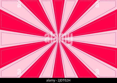 Pink Sunburst Pattern Background. Ray radial star with back stitch style. Vector Illustration Stock Vector