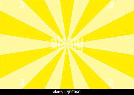 Yellow Sunburst Pattern Background. Ray radial star with back stitch style. Vector Illustration Stock Vector