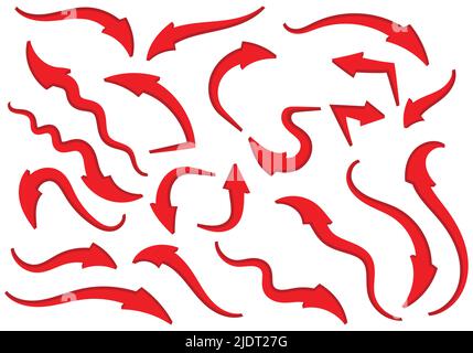 Set of black grunge hand drawn arrows isolated on white. Vector illustration Stock Vector