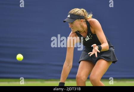 Kristina Mladenovic (France) playing in qualifying at the Rothsay International, Devonshire Park, Eastbourne, 18th June 2022 Stock Photo