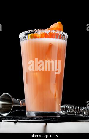 Paloma cocktail on wooden table Stock Photo