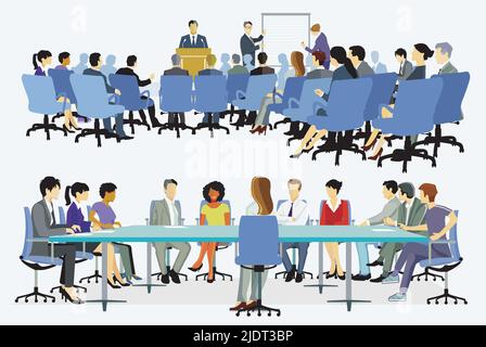 Business seminar, presentation, training, illustration Stock Vector