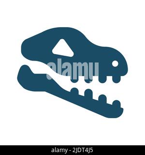 High quality dark blue dinosaur skull, fossil icon. Pictogram, icon set, illustration. Useful for web site, banner, greeting cards, apps and social me Stock Photo