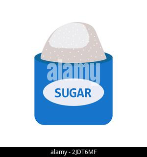 White sugar in a jar vector food illustration icon. Isolated healthy sweet container dessert and kitchen bottle ingredient natural. Graphic pot produc Stock Vector