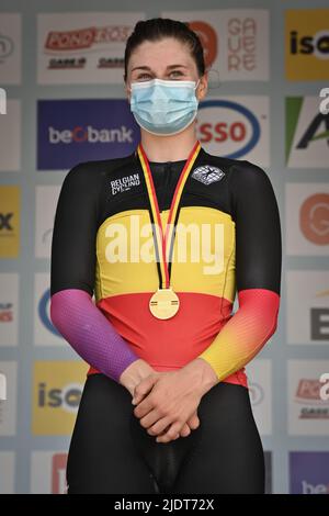 Belgian Lotte Kopecky , Winner Of The Gold Medal Celebrates On The ...