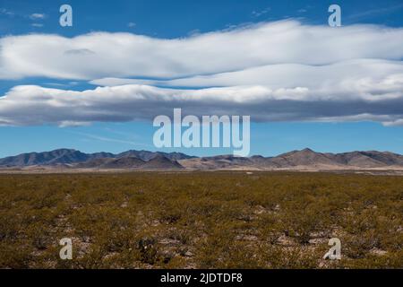 USA, New Mexico, Cuchillo, Clouds over desert landscape in Gila National Forest Stock Photo