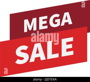 Mega sale red icon discount banner isolated on white background Stock Vector