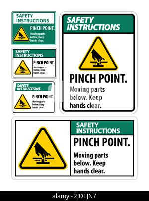 Safety Pinch Point, Moving Parts Below, Keep Hands Clear Symbol Sign Isolate on White Background,Vector Illustration EPS.10 Stock Vector